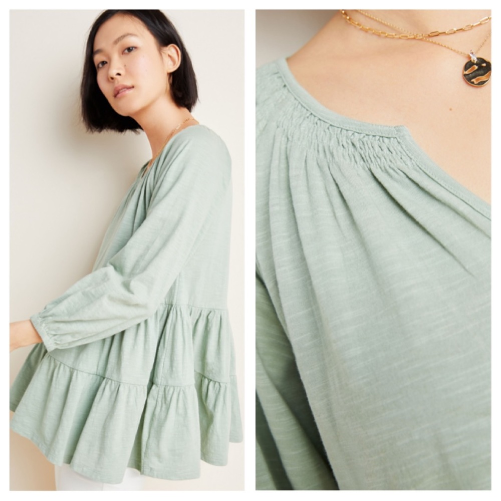 ❌SOLD❌ Anthropologie Isola Tiered Babydoll Top - Picture 2 of 9